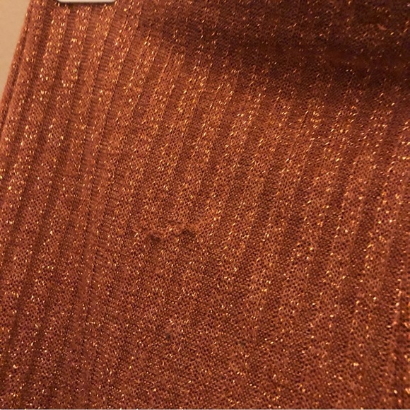 Zara Trafaluc Ribbed Cropped Wide leg Pull On Pants Leggings Rust Orange Small - Picture 5 of 6